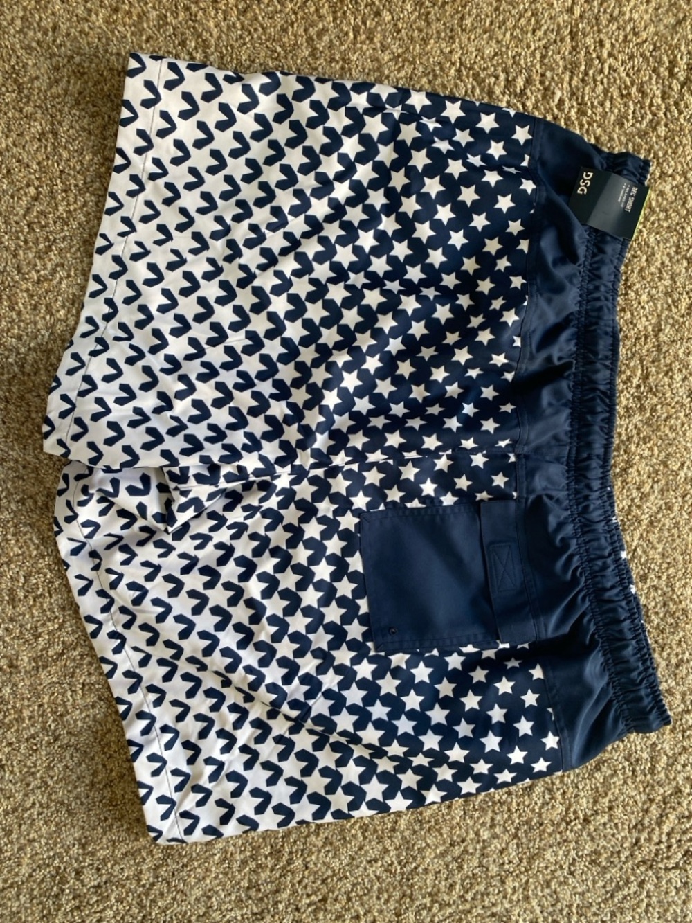 DSG Navy and White Star Athletic Shorts with Mesh Lining XXL